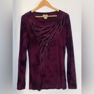 Ariat Womens Dark Maroon Top with a Beautiful Studded Design on the front